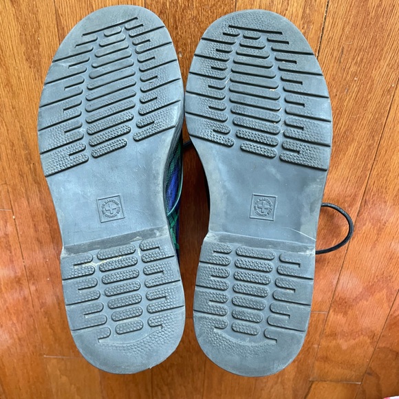 Dr. Martens Drench Black Watch Plaid Rubber Rain Boot Used Blue/Green - Picture 8 of 11